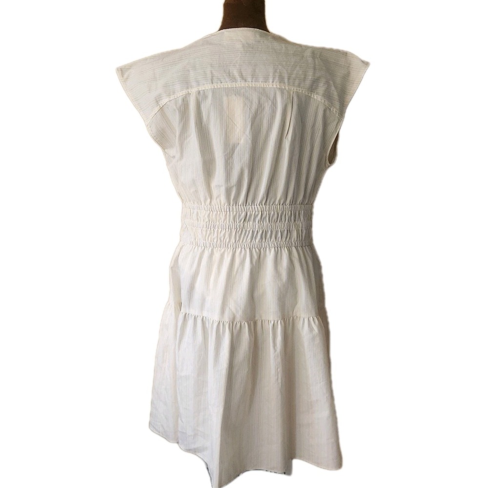 NWT MELLODAY Dress Size L Yellow Striped Preppy Lightweight Stretch V Neck - Picture 3 of 7